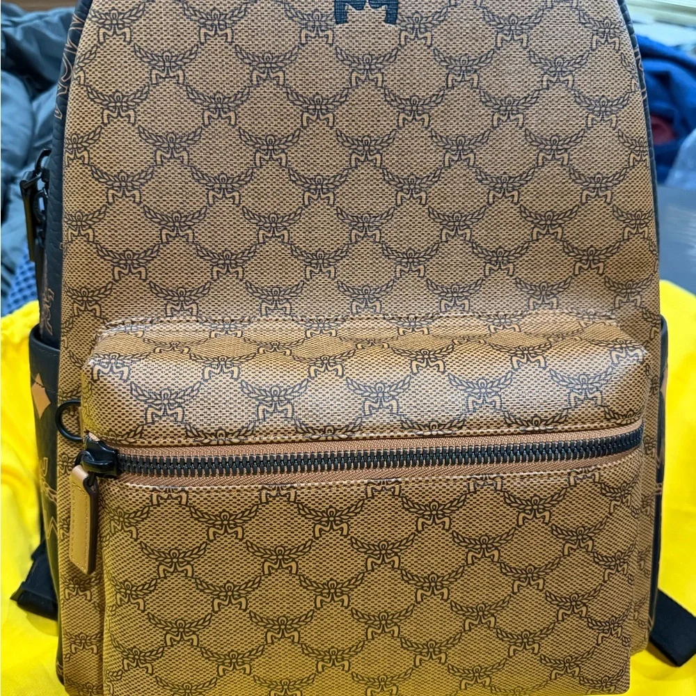 MCM Black and Tan Monogram Backpack - Picture 10 of 10